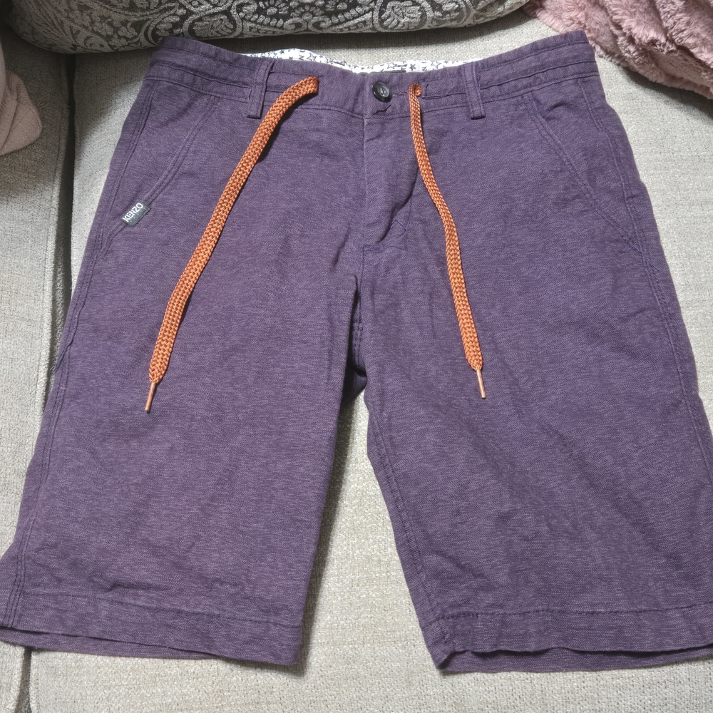 Kenzo Purple Athletic Shorts with Orange Drawstring